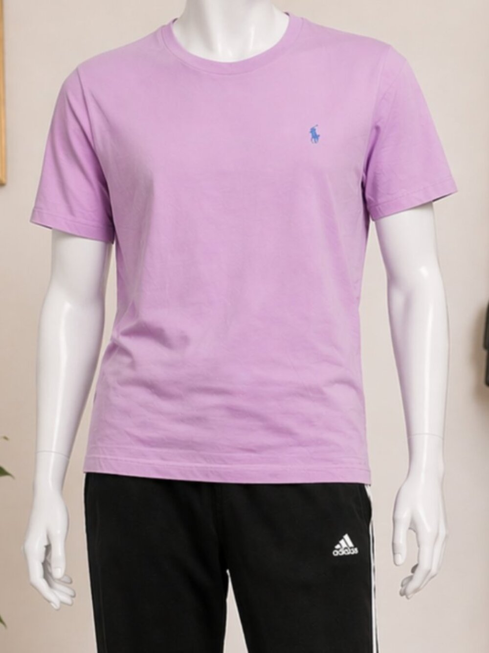 Polo Ralph Lauren Mens Large T-Shirt Pink Tee Blue Pony Classic Fit Cotton